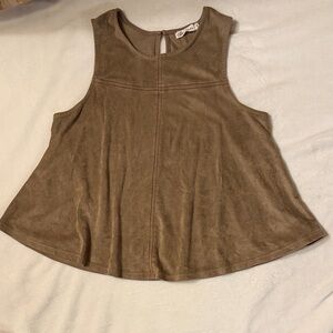 Chloe & Katie Faux-Suede A-Line Tank Top in Brown